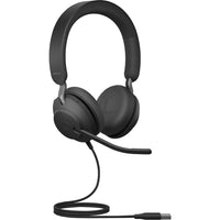 Jabra Evolve2 40 SE Stereo USB-C Wired On-Ear Headset with Extension Cable - Unified-Noise Isolation with Angled Earcup