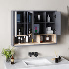 HOMCOM Wall Mounted Bathroom Medicine Cabinet with Mirror - Grey-Assembly required