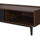Manhattan Comfort Duane 47.24" Mid-Century Modern Coffee Table - Dark Brown and Black-Ribbed Design with Wood Grain Laminate Finish