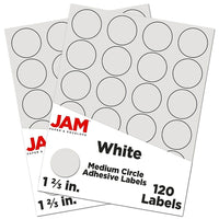 JAM Paper Round Circle Label Sticker Seals, 1 2/3 inch diameter, White, 2 Sets of 120 (3147612193g)-White