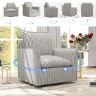 Ebello Kandyn 29.7" W Modern Soft Stripe Upholstered Swivel Barrel Chair with Removable Cushion - Blue-9