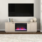 Hudson&Canal Mansfield TV Stand with 26" Crystal Fireplace for TV's up to 78" - Alder White-Constructed of sturdy MDF materials in an alder white wood-look finish