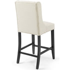 Modway Baronet Upholstered Fabric Counter Bar Stool - Beige - Set of 2-Solid Wood Legs