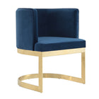 Manhattan Comfort Aura 24.4" Modern Velvet Upholstered Dining Chair - Royal Blue and Polished Brass-Modern Dining Chair Perfect for Dining and Accent Living Room Use