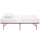 Modway Horizon Stainless Steel Twin Bed Frame - Red-Generous 14" Storage Space