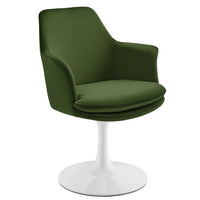 Modway Lippa Swivel Dining Performance Velvet Armchair - White Moss Green-Stain-Resistant Performance Velvet Upholstery
