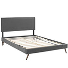 Modway Amaris Fabric Queen Platform Bed with Round Splayed Legs - Grey-Fine Polyester Upholstery