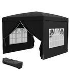 Outsunny 10' ft W x 10 ft L Outdoor Pop Up Party Tent with Carrying Bag - Black-High density silver coated Oxford material water-resistant and UV resistant