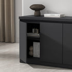 Manhattan Comfort Griffin 62" Modern 4-Door Sideboard - Onyx-Spacious Interior Storage Ample room behind four doors to neatly store dinnerware, linens, or essentials