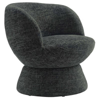 Modway Vesta Chenille Fabric Upholstered Swivel Chair - Carbon Black-Barrel Accent Chair