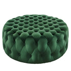 Modway Amour Tufted Button Large Round Performance Velvet Ottoman - Emerald-Tufted Button Accent Ottoman