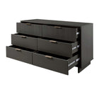 Manhattan Comfort Granville 55.04" Modern Double Wide Dresser - Dark Grey-Featuring 25mm of Board Thickness Made of High Quality Solid Wood and Solid Wood Ribbed Drawer Front.