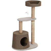 PawHut Scratching Post Climbing Cat Tree - Brown-Brand new and high quality made from particle board and sofa fabric 