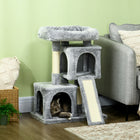 PawHut Plush Cat Tree Tower Activity Center with Sisal Scratching Post - Light Grey-The perch and condo provide a comfortable space for your cats to relax 