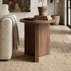 Hudson&Canal Anders 20"W Round Side Table - Satin Walnut-Features easy assembly