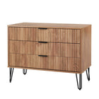 Manhattan Comfort DUMBO Modern 2-Drawer Nightstand and 3-Drawer Dresser Set - Golden Brown-Perfect for Bedroom Storage, Lamps or Display Items.