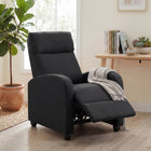 HOMCOM Push Back Recliner with Padded Seat for Home Theater - Black-Well-suited for activities such as reading a book, watching TV, or napping