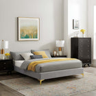 Modway Sutton Performance Velvet Twin Bed Frame - Light Grey-Assembly Required