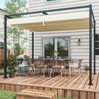 Outsunny Patio Pergola with Retractable Canopy - 10' x 7' - Cream White-Top with anti-UV and water resistant polyester canopy blocks most harmful rays 