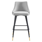 Modway Adorn Performance Velvet Bar Stool - Light Gray - Set of 2-Chair Weight Capacity: 300 lb