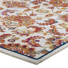 Modway Entourage Azami Distressed Vintage Floral Lattice Area Rug - 5 ft W x 8 ft L - Ivory Blue Orange Yellow Red-High-Density / Machine-Woven