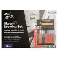 Mont Marte Signature Sketch and Drawing 30-Piece Set-This 30-piece kit includes the core drawing tools needed to explore sketching, shading and dry media techniques in one box