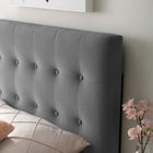 Modway Emily Biscuit Tufted Performance Velvet Twin Headboard - Grey-Elegant Biscuit Tufted Buttons