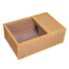 PawHut 13" H Tortoise Enclosure with Two Rooms - Natural-Features an enclosed sleeping area with a hinged lid for access 