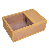 PawHut 13" H Tortoise Enclosure with Two Rooms - Natural-Features an enclosed sleeping area with a hinged lid for access 