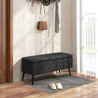 HOMCOM Linen Fabric Storage Ottoman Bench - Black-Storage under the seat lets you put away things that don't have a place