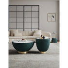 Manhattan Comfort Anderson Modern Leatherette Upholstered Coffee Table and End Tables - Green - Set of 3-Coffee Table and End Table Feature Beautiful Ceramic Marble Table Top