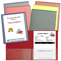 C-Line Classroom Connector School-To-Home Folder - Assorted Colours - 6 Pack-Make the connection between school and home stronger with these school-to-home two-pocket folders