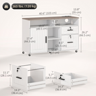 HOMCOM Mobile Lateral File Cabinet with Charging Station and USB Ports - White-Lockable wheels allow easy and safe mobility 