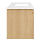 Modway Render 48" Wall-Mount Bathroom Vanity - Oak/White-Ceramic Sink Basin