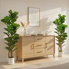 HOMCOM 6' Faux Fiddle Leaf Fig Tree - Green - 2 Pack-Enjoy evergreen beauty all year with absolutely zero maintenance or watering needed 