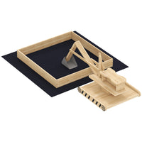 Qaba Wooden Sandbox with Digger, 360° Rotating Seat - 72" x 35" x 22" -Sandbox features a fun digger with a 360° rotating seat for immersive play