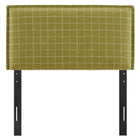 Modway Camille Checkered Linen Blend Twin Size Headboard - Artichoke Windowpane Check-Flanged Border