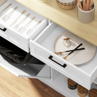 HOMCOM 10 Gallon Beadboard Tilt Out Garbage Sideboard Buffet Cabinet with Drawers - White-Versatile use as sideboard, bathroom, or entryway cabinet