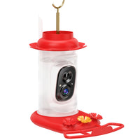 PawHut Solar Powered Smart Hummingbird Ｗater Feeder with 2K HD Live Video Camera-Advanced AI identifies 16000+ bird species, sending instant alerts to your phone 