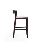 Manhattan Comfort Klismos 20" Mid-Century Modern Faux Leather Upholstered Counter Stool - Ivory and Dark Walnut - 3 Pack-Includes Gold Metal Footrest