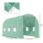 Outsunny Walk-in Tunnel Greenhouse with Roll Up Door - 14.6' x 6.6' x 6.6'- 6 windows that can be opened and closed for great air ventilation  