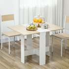 HOMCOM Drop Leaf Folding Dining Table for 2-4 - White and Oak-Four wide legs for great sturdiness when unfolded