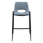 Zuo Desi Barstool - Azure Grey - Set of 2-Plush and durable faux leather fabric