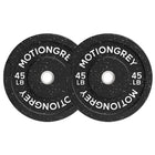 MotionGrey Premium Weight Plates - Olympic Barbell Plates for Strength Training - 45 lb - Black - Set of 2-Durable Rubber-Coated Plates: Thick rubber exterior reduces noise, protects floors, and ensures long-lasting performance for home workouts