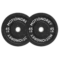 MotionGrey Premium Weight Plates - Olympic Barbell Plates for Strength Training - 45 lb - Black - Set of 2-Durable Rubber-Coated Plates: Thick rubber exterior reduces noise, protects floors, and ensures long-lasting performance for home workouts