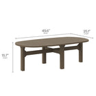 Modway Saratoga Oval Outdoor Patio Teak Wood Coffee Table - Weathered Grey-Oval Slatted Tabletop