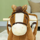 Qaba Baby Rocking Horse with Sounds - Brown-Wood frame and stable base provide safe rocking 