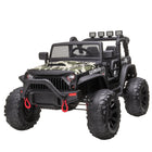 Aosom 12V Kids Ride-On Off-Road Toy Truck - Camouflage-With a retractable handle, it can be easily transported when out of battery 