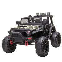 Aosom 12V Kids Ride-On Off-Road Toy Truck - Camouflage-With a retractable handle, it can be easily transported when out of battery 