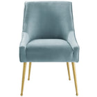 Modway Discern Pleated Back Upholstered Performance Velvet Dining Chair - Light Blue-Non-Marking Foot Caps